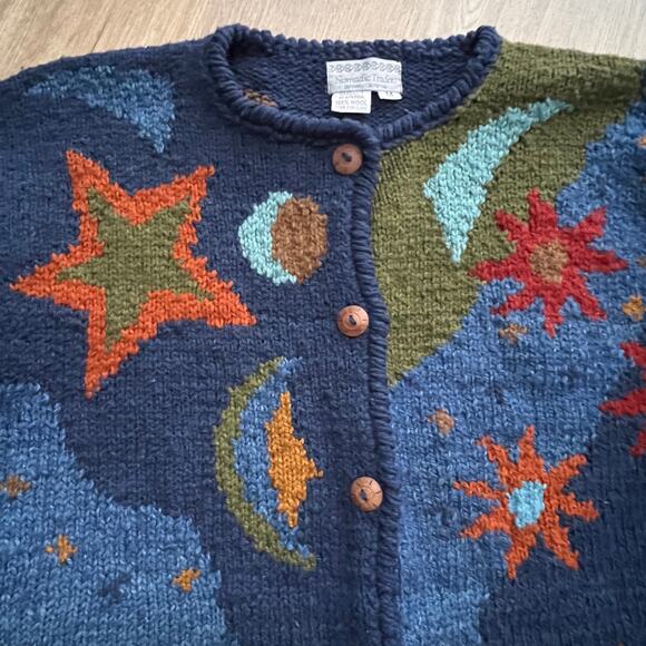 NOMADIC TRADERS 100% WOOL CARDIGAN SIZE MEDIUM - Picture 1 of 8